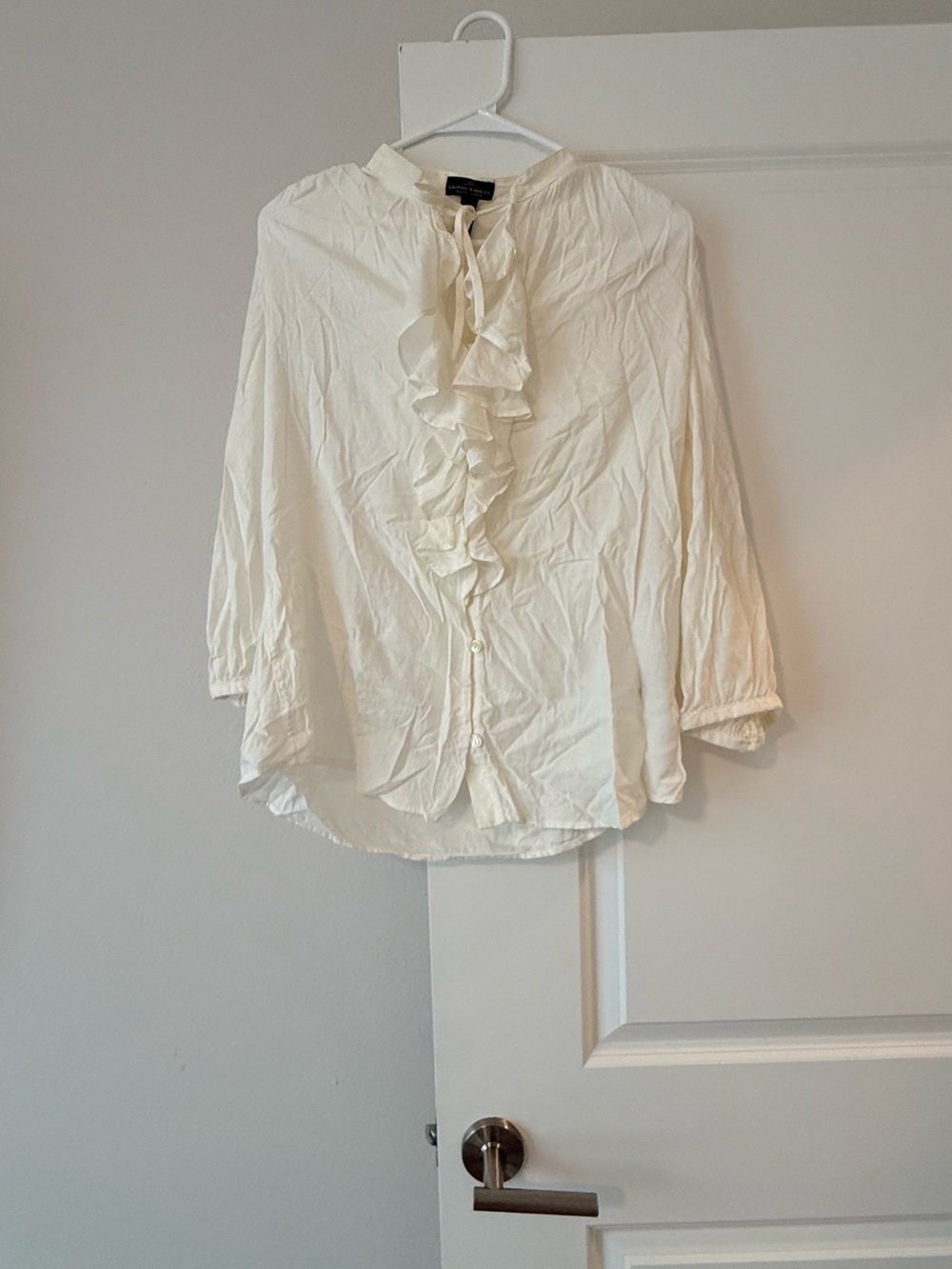 Ralph Lauren Ivory Ruffle Front Blouse - Picture 7 of 9